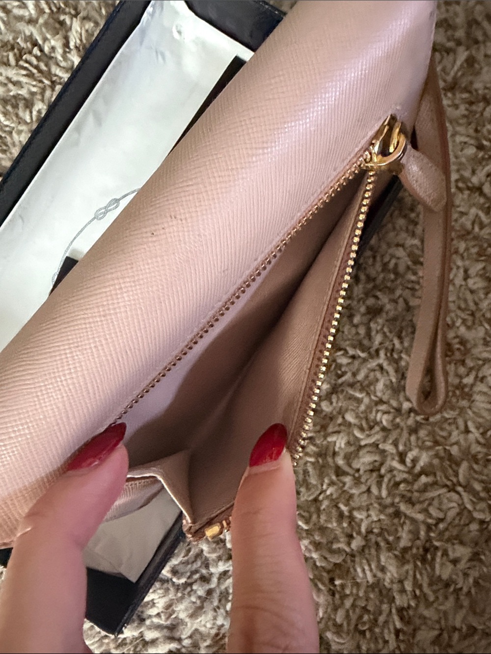 Prada Pink Saffiano Leather Wristlet Clutch with Gold Logo - Picture 5 of 8